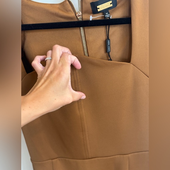 Alexia Admor Medium Freya‎ Sheath Dress Brown Tan Cocktail Midi Dress - Picture 5 of 13